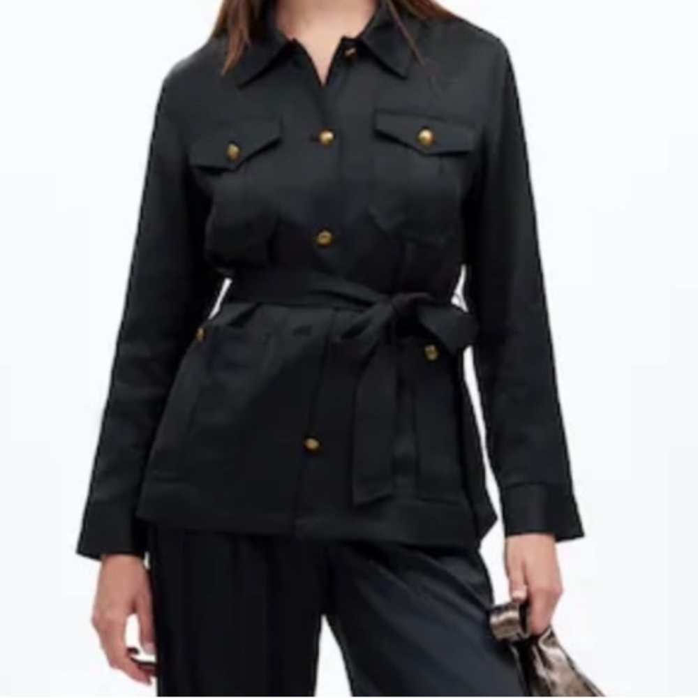 SALE Madewell Double-Faced Satin Safari Double Faced Jacket  black NWT M - Picture 2 of 10